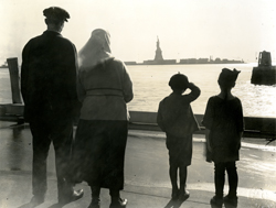 Immigrant family arriving at Ellis Island