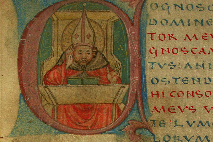 Saint Augustine at a lectern