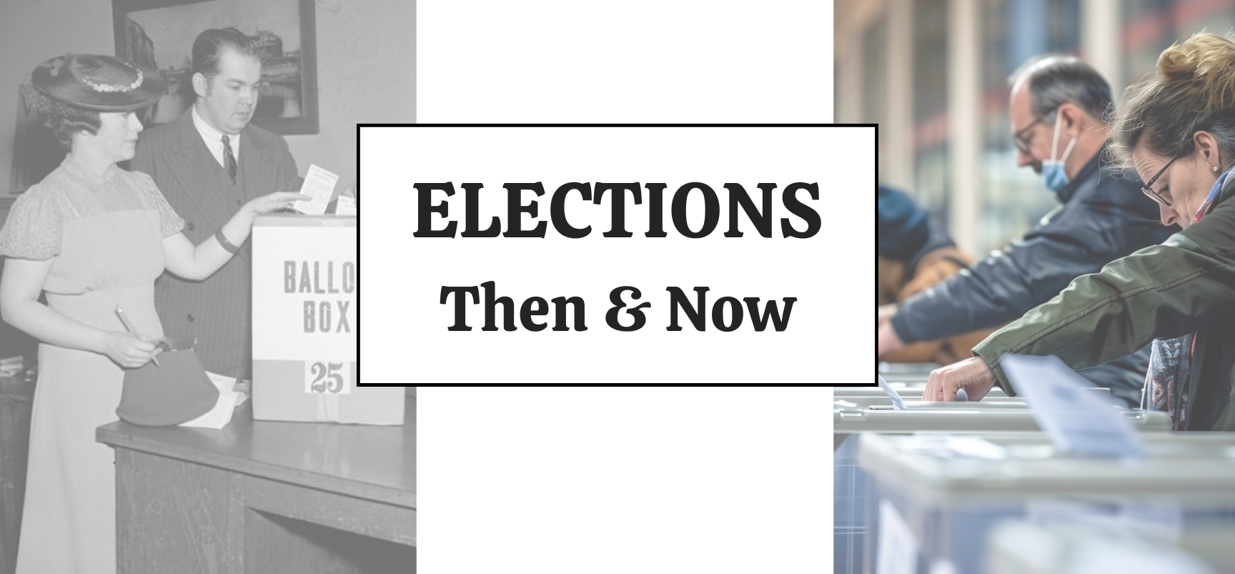 poster for Elections: Then and Now exhibit