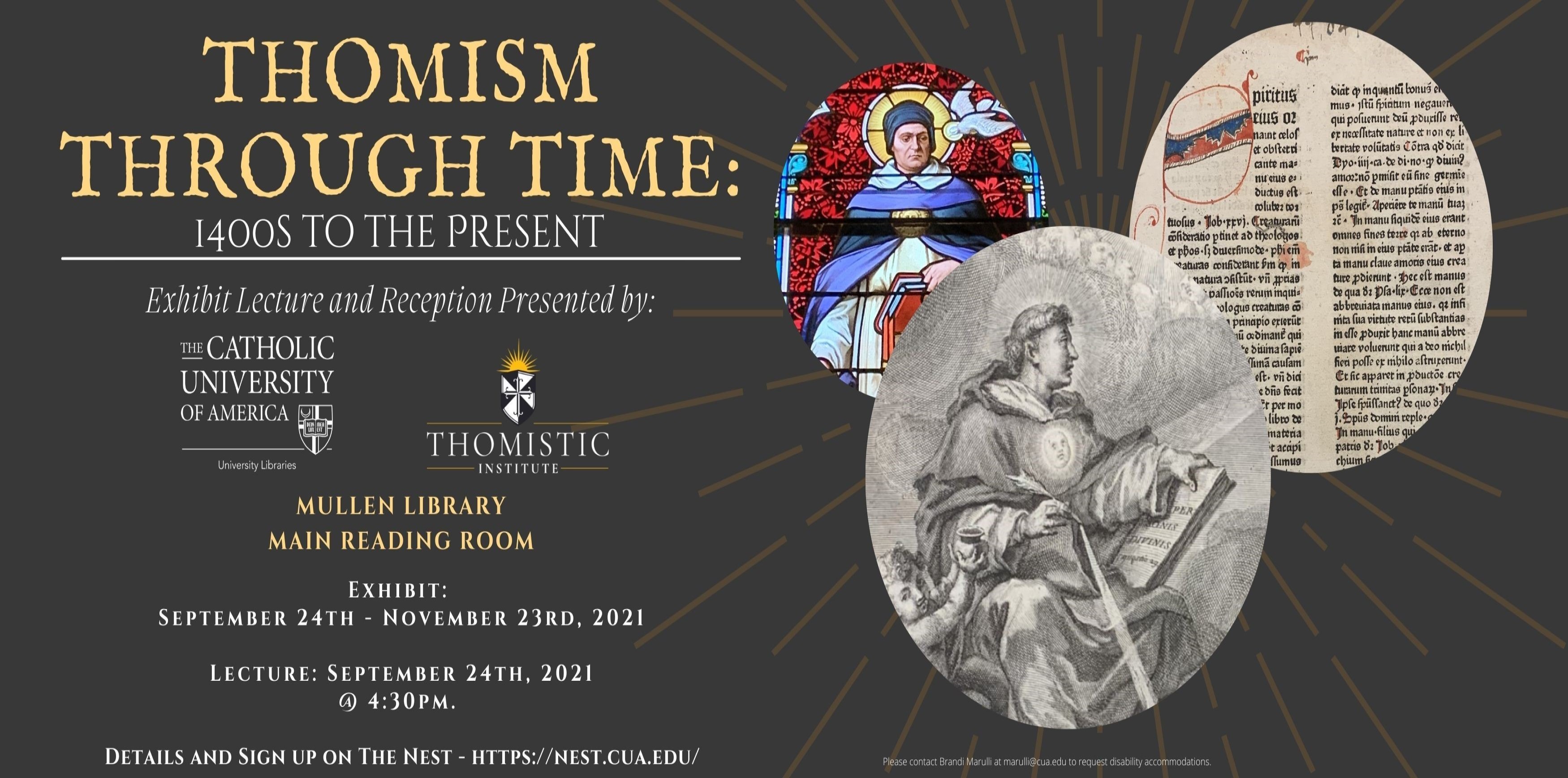 image of the Thomism Through Time Exhibit Lecture and Reception information