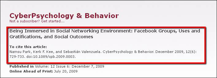 article citation
