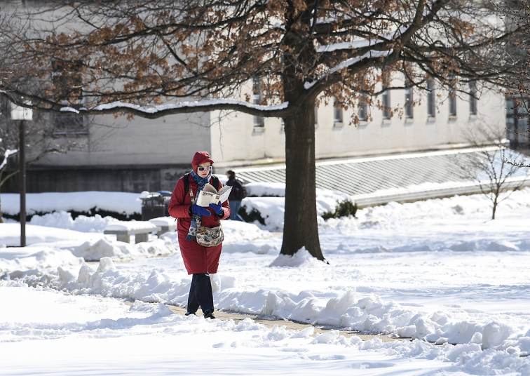 CUA campus with snow.