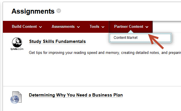 add LinkedIn Learning course in Blackboard via Partner Centent.